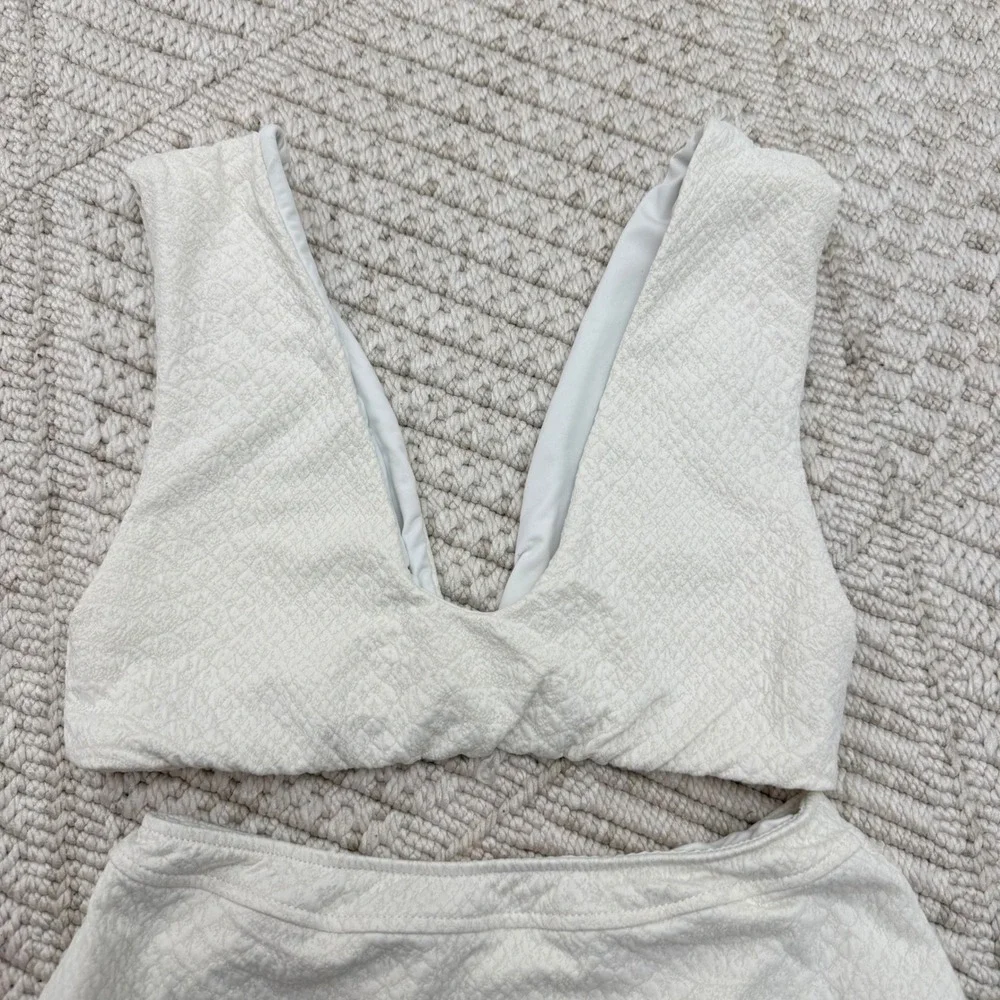 C17 RARE Revel Rey Hunter Bikini Two Piece Cream Snake Texture High Waisted Boho